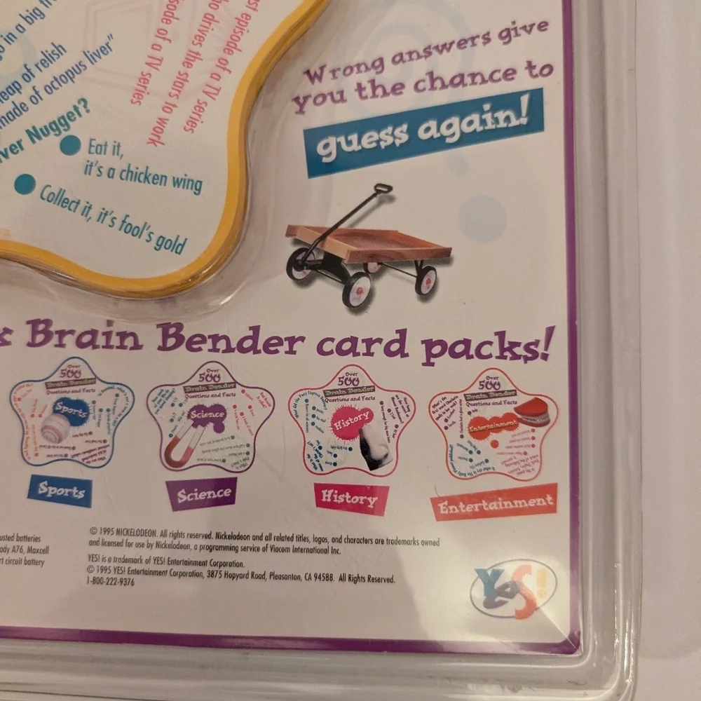 Vintage 1995 Nickelodeon Brain Bender Trivia - Still In Original Packaging